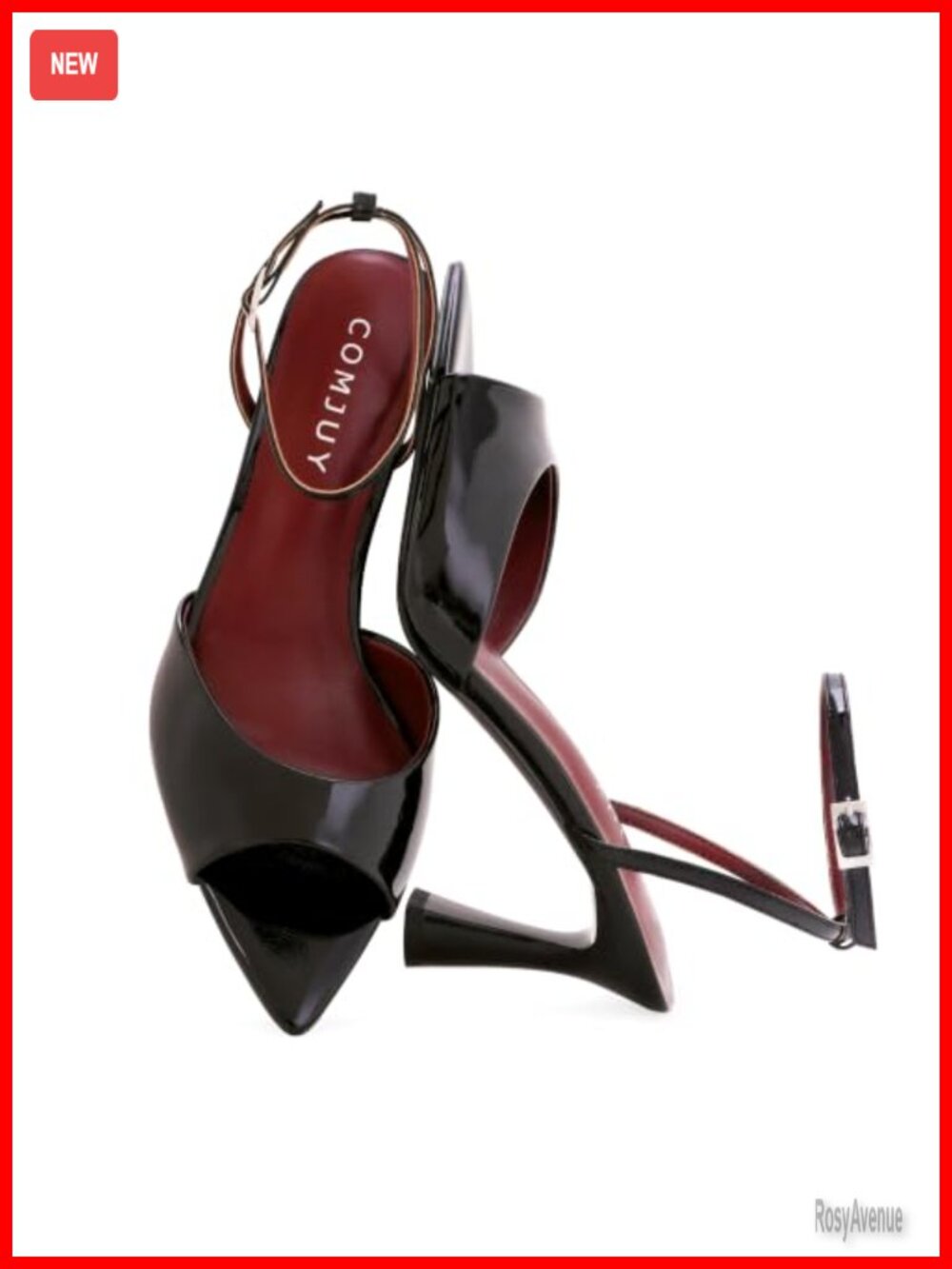 Women's Peep Toe Kitten Heel Sandals Faux Leather Ankle Strap